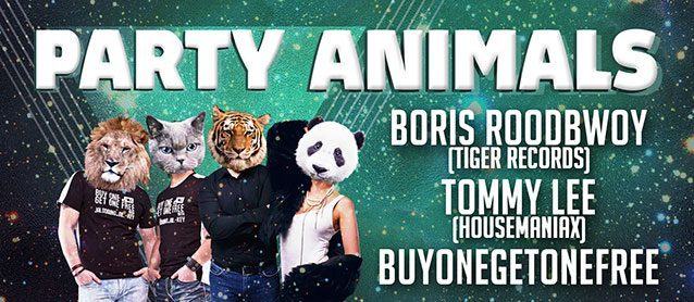 Party animals. Boris RoodBwoy (Tiger records), Tommy Lee, BuyOneGetOneFree